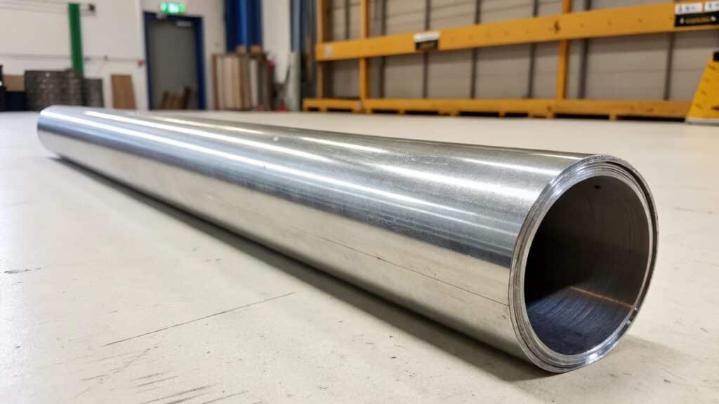 Stack of aluminum tubes in standard lengths at a warehouse